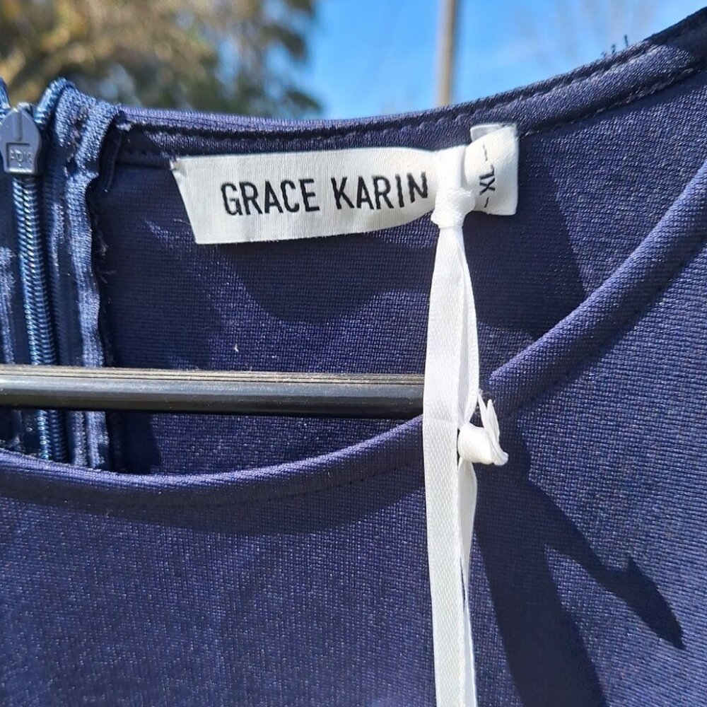 Grace Karin Women's NEW Blue and Flare Short Sleeve Simple Dress, Size XLarge - Picture 3 of 6